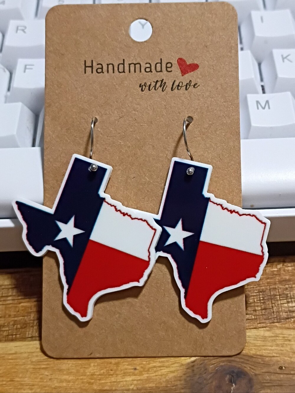 Red White Blue Texas State Flag Fashion Earrings
